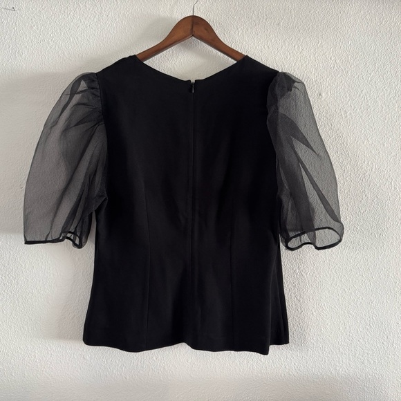 Zara Black Organza Puff Sleeve Blouse Goth Glam XXL Dark Academia Avant-Garde - Picture 13 of 15